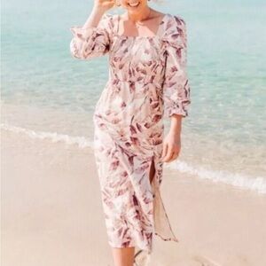 NWT House of Harlow 1960 linen midi dress with bell sleeves.